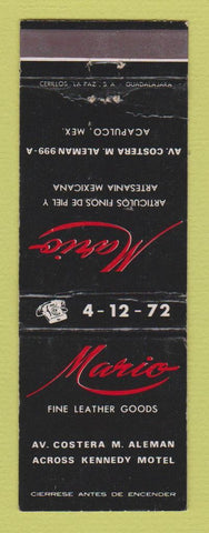 Matchbook Cover - Mario Leather Goods Acapulco Mexico