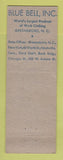 Matchbook Cover - Blue Bell Work Clothes Greensboro NC