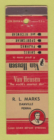 Matchbook Cover - Van Heusen Men's Clothes RL Marks Danville PA