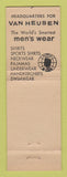 Matchbook Cover - Van Heusen Men's Clothes Labnon's Berlin NH