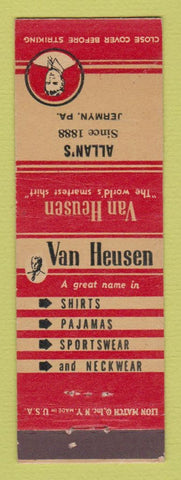 Matchbook Cover - Van Heusen Men's Clothes Allan's Jermyn PA