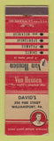 Matchbook Cover - Van Heusen Men's Clothes David's Williamsport PA WEAR