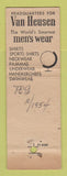 Matchbook Cover - Van Heusen Men's Clothes Jansen's Federated Effingham IL