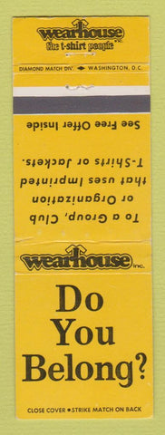 Matchbook Cover - Wearhouse Clothes T Shirt Printing Beltsville MD