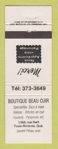 Matchbook Cover - Boutique Beau Cuir Trois Rivieres QC