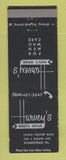 Matchbook Cover - Harvey's Men's Clothes Homestead PA