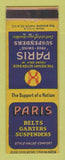 Matchbook Cover - Paris Belts Garters Suspenders