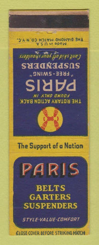 Matchbook Cover - Paris Belts Garters Suspenders