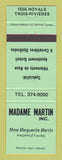 Matchbook Cover - Madame Martin Trois Rivieres QC GREEN