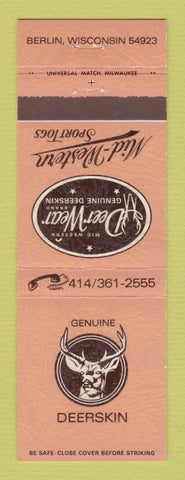 Matchbook Cover - Deerskin Deer Wear Shoes Berlin WI