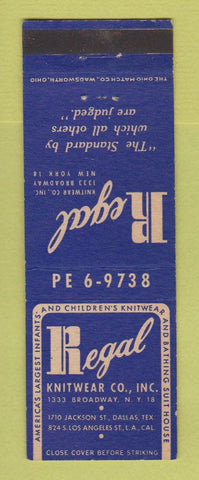 Matchbook Cover - Regal Knitwear Clothes Dallas TX Los Angeles CA