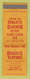 Matchbook Cover - Roberts Clothes Kansas City MO WEAR