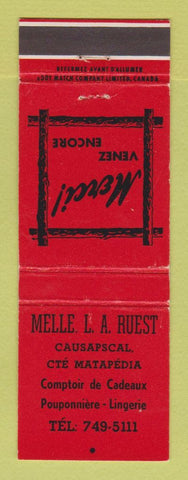 Matchbook Cover - Melle Ruest Clothes Causapscal QC RED