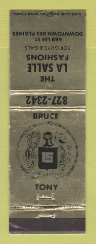Matchbook Cover - La Salle Fashions Clothes Des Plaines IL WEAR