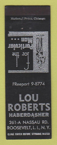 Matchbook Cover - Lou Roberts Haberdasher Clothes Roosevelt LI NY