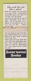 Matchbook Cover - Inter Woven Socks Eshleman Bros Mount Joy PA