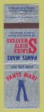 Matchbook Cover - Pants Mart Clothes Philadelphia PA WEAR