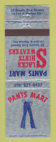 Matchbook Cover - Pants Mart Clothes Philadelphia PA WEAR