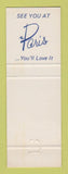 Matchbook Cover - Paris Women's Clothes