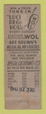 Matchbook Cover - Stratford Clothes Regal Washington DC WOL Radio WEAR