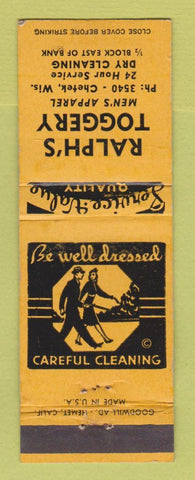 Matchbook Cover - Ralph's Toggery Chetek WI men's clothes