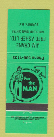 Matchbook Cover - Jim Crane Fred Asher Men's Clothes Surrey BC NEON GREEN