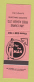 Matchbook Cover - Jim Crane Fred Asher Men's Clothes Surrey BC NEON ORANGE