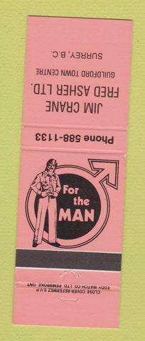 Matchbook Cover - Jim Crane Fred Asher Men's Clothes Surrey BC NEON ORANGE