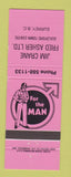 Matchbook Cover - Jim Crane Fred Asher Men's Clothes Surrey BC NEON PINK