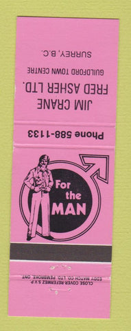 Matchbook Cover - Jim Crane Fred Asher Men's Clothes Surrey BC NEON PINK