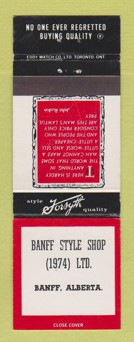 Matchbook Cover - Forsyth Men's Clothes Banff AB 1974