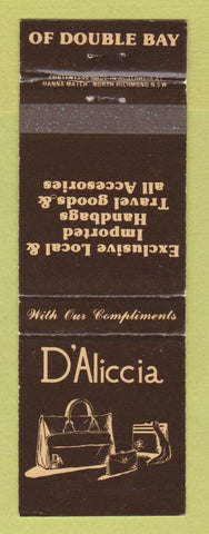 Matchbook Cover - D'Aliccia Imported Luggage Double Bay Australia