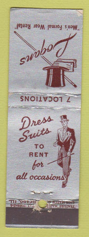 Matchbook Cover Logans Men's Formal Rental Clothes feature South Bend Hammond IN