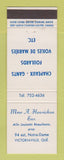 Matchbook Cover - Mme A Henrichon Clothes Victoriaville QC