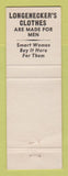 Matchbook Cover - Longnecker's Work Clothes Reading PA