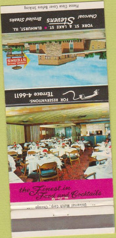 Matchbook Cover - Stevens Steaks Elmhurst IL 30 Strike