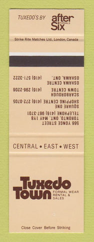 Matchbook Cover - Tuxedo Town Formal Clothes Toronto Oshawa ON SAMPLE