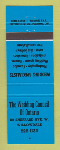 Matchbook Cover - The Wedding Council of Ontario Willowdale ON BLUE