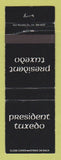 Matchbook Cover - President Tuxedo Warren Birmingham MI WEAR