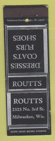 Matchbook Cover - Routts Women's Clothes Milwaukee WI