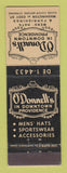 Matchbook Cover - O'Donnell's Men's Clothes Providence RI