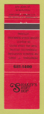 Matchbook Cover - Shakey's Shirt Shop Clothes Burlington ON