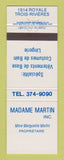 Matchbook Cover - Madame MArtin Trois Rivieres QC