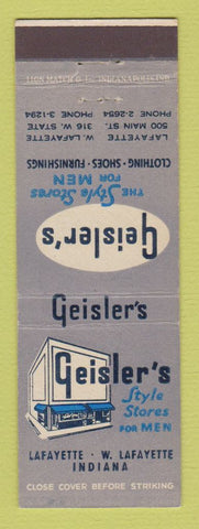 Matchbook Cover - Geisler's Men's Clothes Lafayette IN