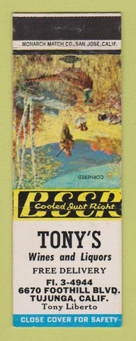 Matchbook Cover - Tony's Wines Liquors Tujunga CA