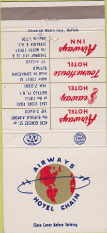 Matchbook Cover - Airways Hotels Syracuse Buffalo NY 30 Strike