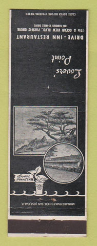 Matchbook Cover - Lovers' Point Drive Inn Restaurant Pacific Grove CA WEAR