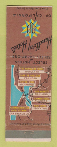 Matchbook Cover - Handlery Hotels CA Richmond Vallejo Oakland Stockton