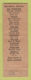 Matchbook Cover - Handlery Hotels CA Richmond Vallejo Oakland Stockton