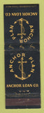 Matchbook Cover - Anchor Loan Plan Los Angeles San Francisco CA WEAR